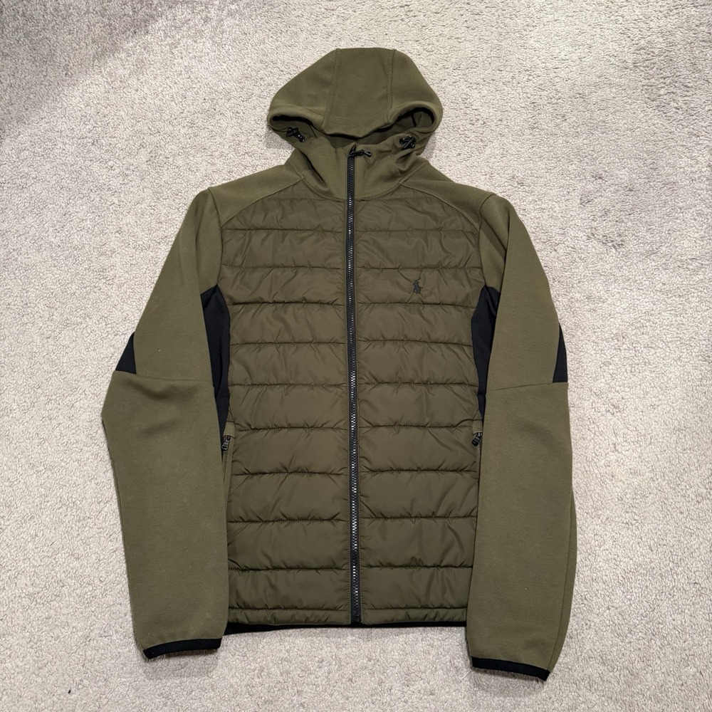 Polo Ralph Lauren Hybrid Puffer Hoodie Jacket Olive Black M
